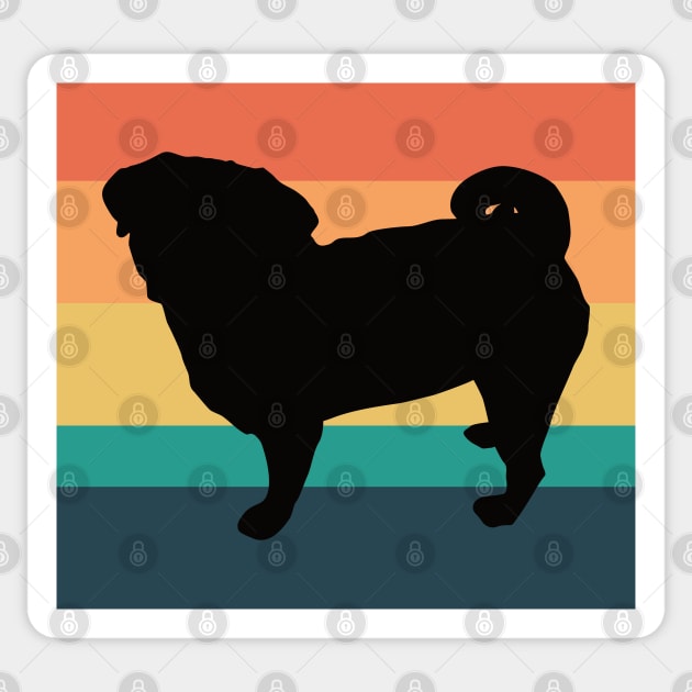 Pug Dog Vintage Sunset Sticker by DPattonPD